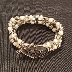 Count It All Joy Antique Silver Plated Faux Pearl